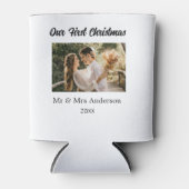 Onze eerste kerstpaar foto naam Mr & Mrs mod Blikjeskoeler (Voorkant)