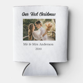 Onze eerste kerstpaar foto naam Mr & Mrs mod Blikjeskoeler