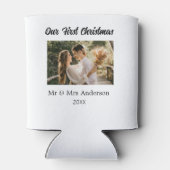 Onze eerste kerstpaar foto naam Mr & Mrs mod Blikjeskoeler (Achterkant)