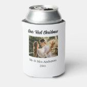 Onze eerste kerstpaar foto naam Mr & Mrs mod Blikjeskoeler (Blikje Achterkant)