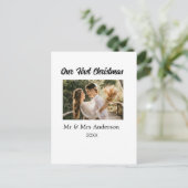 Onze eerste kerstpaar foto naam Mr & Mrs mod Briefkaart (Staand voorkant)