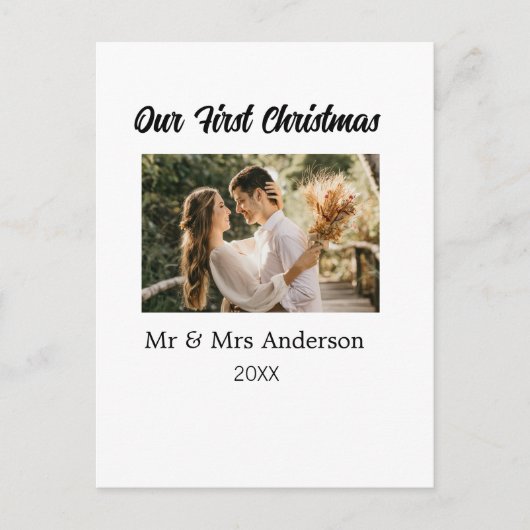 Onze eerste kerstpaar foto naam Mr & Mrs mod Briefkaart (Voorkant)