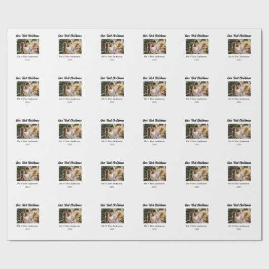 Onze eerste kerstpaar foto naam Mr & Mrs mod Cadeaupapier (Vlak)