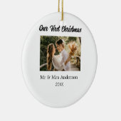 Onze eerste kerstpaar foto naam Mr & Mrs mod Keramisch Ornament (Rechts)