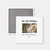 Onze eerste kerstpaar foto naam Mr & Mrs mod Magneet (Voorkant / Achterkant)