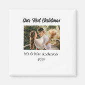Onze eerste kerstpaar foto naam Mr & Mrs mod Magneet (Voorkant)