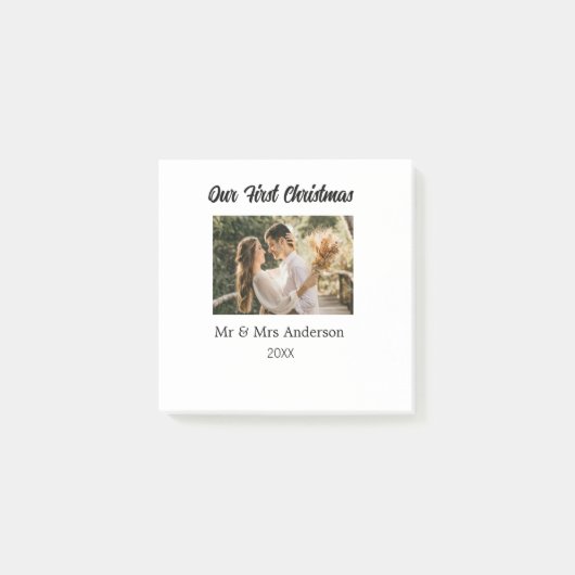 Onze eerste kerstpaar foto naam Mr & Mrs mod Post-it® Notes (Voorkant)