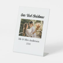 Onze eerste kerstpaar foto naam Mr & Mrs mod