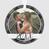 Onze eerste kerstpaar's foto Black Pset Orn Ornament (achterkant)