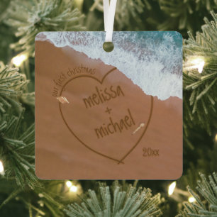 Onze eerste kerstparaplu's Names Dated Metalen Ornament