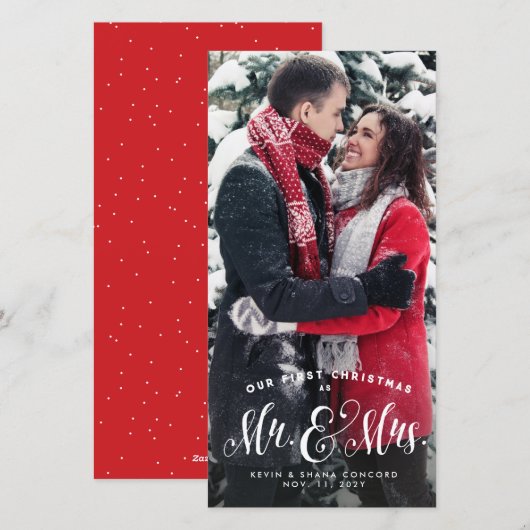 Onze eerste kerstpas-fotokaart met nieuwkomers feestdagenkaart (Voorkant / Achterkant)