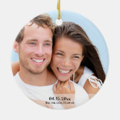 Onze eerste kerstPassen getrouwd 2 Foto Tropisch Keramisch Ornament (Achterkant)