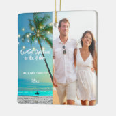 Onze eerste kerstPassen getrouwd 2 Foto Tropisch Keramisch Ornament (Links)