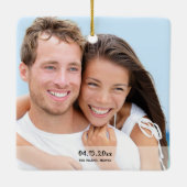 Onze eerste kerstPassen getrouwd 2 Foto Tropisch Keramisch Ornament (Achterkant)