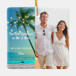 Onze eerste kerstPassen getrouwd 2 Foto Tropisch Keramisch Ornament
