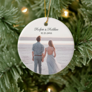 Onze eerste kerstPassen getrouwd Rustic Wedding Keramisch Ornament