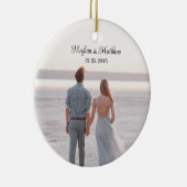 Onze eerste kerstPassen getrouwd Rustic Wedding Keramisch Ornament (Rechts)