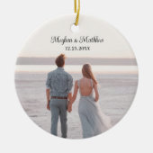 Onze eerste kerstPassen getrouwd Rustic Wedding Keramisch Ornament (Voorkant)