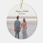 Onze eerste kerstPassen getrouwd Rustic Wedding Keramisch Ornament (Links)