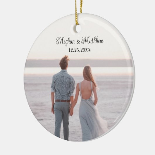Onze eerste kerstPassen getrouwd Rustic Wedding Keramisch Ornament (Links)