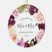 Onze eerste kerstplum Floral foto Lesbian Keramisch Ornament (Links)