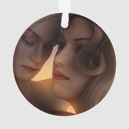 Onze eerste kerstplum Floral foto Lesbian Ornament (achterkant)