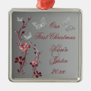 Onze eerste kerstpremiumversiering metalen ornament