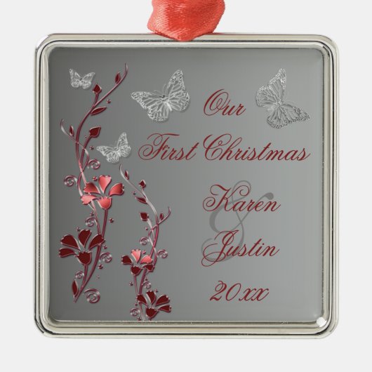 Onze eerste kerstpremiumversiering metalen ornament (Voorkant)