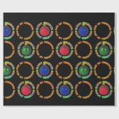 Onze eerste kerstrode blauwe groene decoraties cadeaupapier (Vlak)