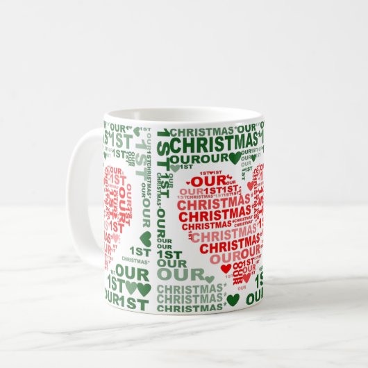 Onze eerste kerstrode koffiethee Mok. Koffiemok (Voorkant links)