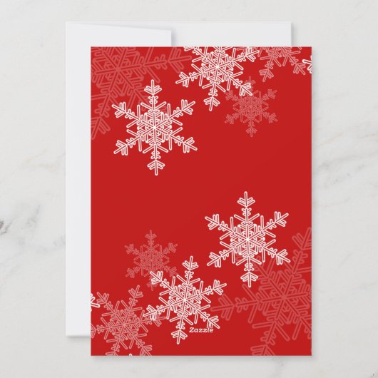 Onze eerste kerstrode sneeuwvlokken minimalistisch feestdagenkaart (Achterkant)