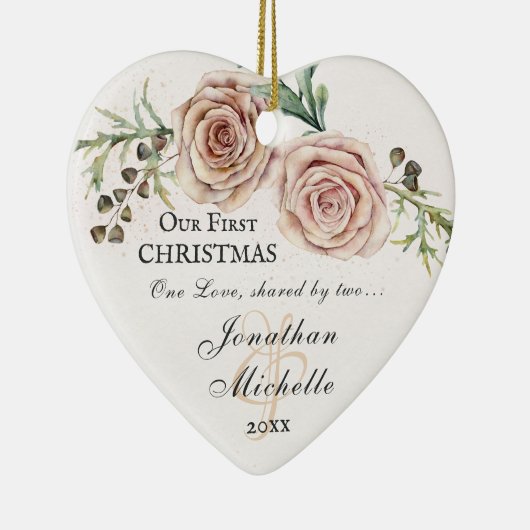 Onze eerste kerstroze bijbel keramisch ornament (Rechts)