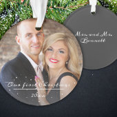 Onze eerste kerstscript bruiloft foto ornament
