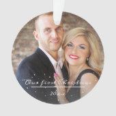 Onze eerste kerstscript bruiloft foto ornament (voorkant)