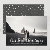 Onze eerste kerstscript Pas getrouwd Holiday Foto Feestdagenkaart (Voorkant / Achterkant)