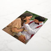 Onze eerste kerstscript Pas getrouwd Naam Tartan H Folie Feestdagenkaart (Gedraaid)