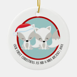 Onze eerste kerstskoeien op Arctische basis Keramisch Ornament