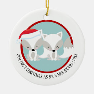 Onze eerste kerstskoeien op Arctische basis Keramisch Ornament