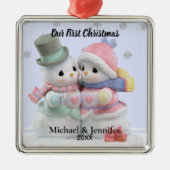 Onze Eerste Kerstsneeuwman Koppel Ornament (Voorkant)