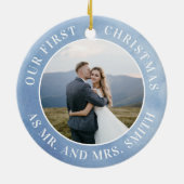 Onze eerste kerstsnowflake Mr. en mevrouw Afbeeldi Keramisch Ornament (Achterkant)