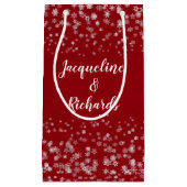 Onze eerste kerstsnowflakes Red Elegant Custom Klein Cadeauzakje (Voorkant)