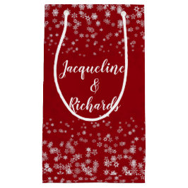 Onze eerste kerstsnowflakes Red Elegant Custom Klein Cadeauzakje