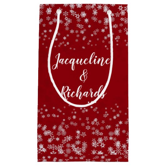 Onze eerste kerstsnowflakes Red Elegant Custom Klein Cadeauzakje (Voorkant)