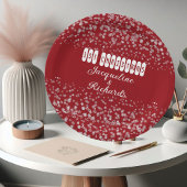 Onze eerste kerstsnowflakes Red Elegant Custom Papieren Bordje