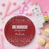 Onze eerste kerstsnowflakes Red Elegant Custom Papieren Bordje (Feest)