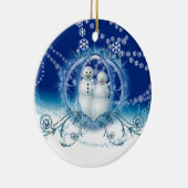 Onze eerste kerstsnowman-versieringen keramisch ornament (Rechts)