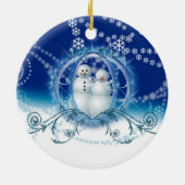 Onze eerste kerstsnowman-versieringen keramisch ornament (Achterkant)