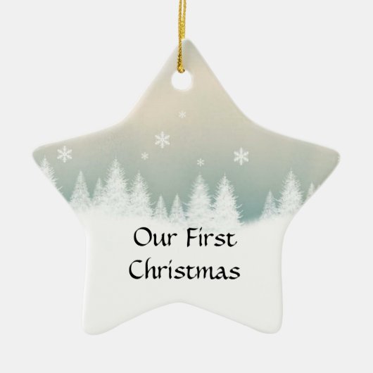 Onze eerste kerstster-versiering keramisch ornament (Voorkant)
