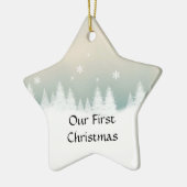 Onze eerste kerstster-versiering keramisch ornament (Links)