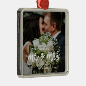 Onze eerste kersttrouwfoto metalen ornament (Rechts)